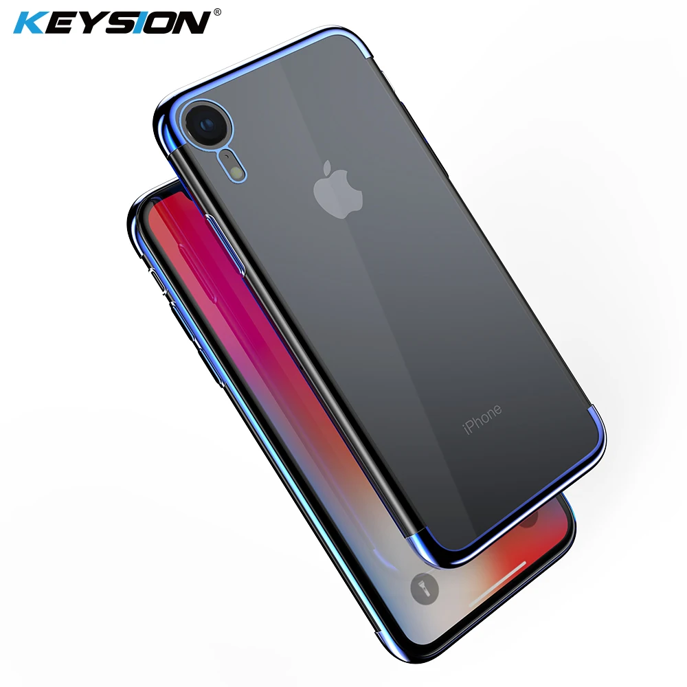 KEYSION Soft TPU Case for iPhone XS Max Ultra thin transparent plating shining case XR X Mixed silicon cover |