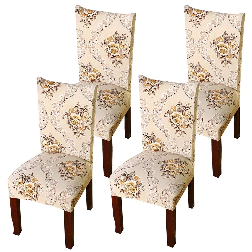 

4pcs floral printed chair cover elastic seat chair protector removable and washable stretch seat slipcover for hotel dining room