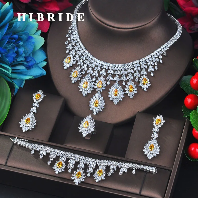 HIBRIDE New Arrival AAA CZ Bridal Flower Shape Set for Wedding Jewelry Sets Women Fashion Jewelry Parure Bijoux Femme N-720