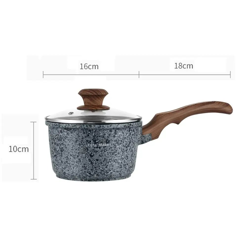 Серая кастрюля для супа 16 см антипригарный инструмент приготовления молока мини