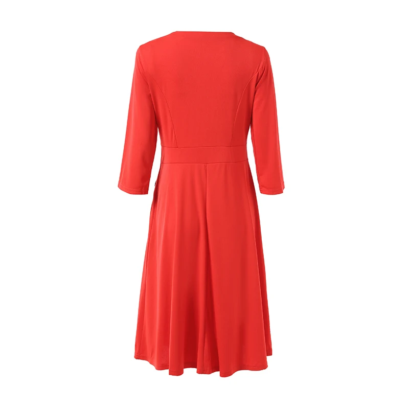 Новинка 2019 женское платье модное рукав 3/4 а-силуэт размера плюс круглый вырез