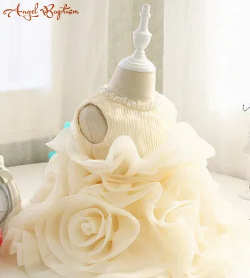 Кремовое платье для девочек с цветочным узором и рюшами бальное малышей наряд