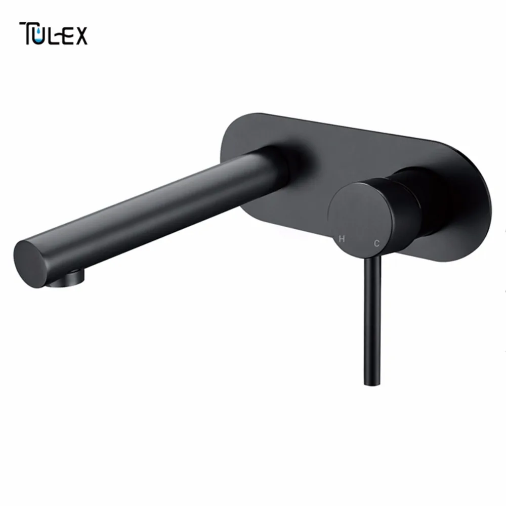 TULEX настенный смеситель для раковины матовый черный хромированный латунный кран горячий и холодный скрытый смеситель кран для ванной комнаты Аксессуары