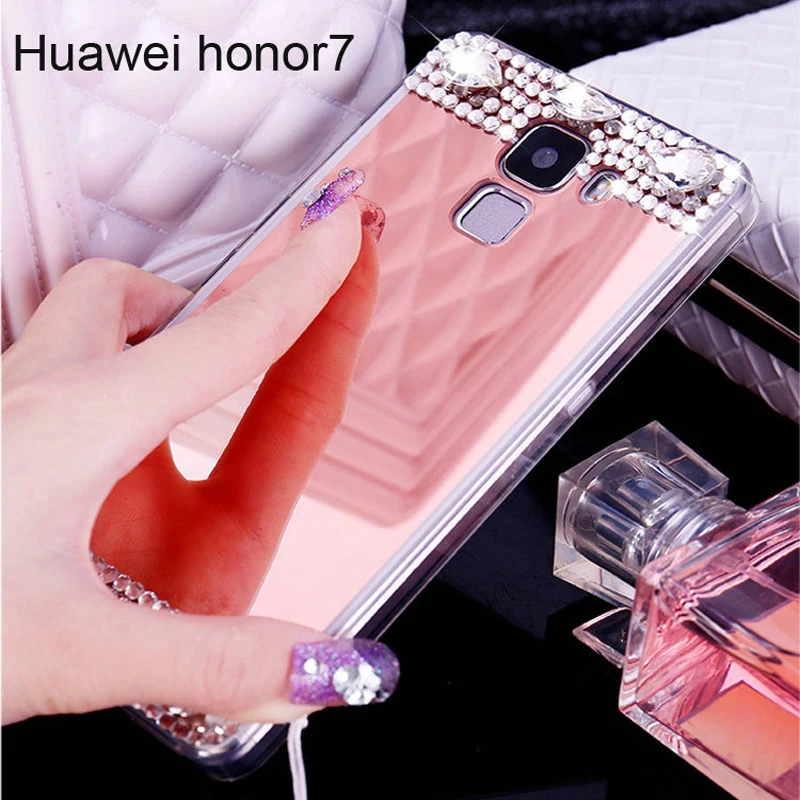 Для Huawei Honor 9 Алмазный блестящий чехол с зеркалом для 8 7 6X V8 5C Lite Bling Stone чехлы Корпус