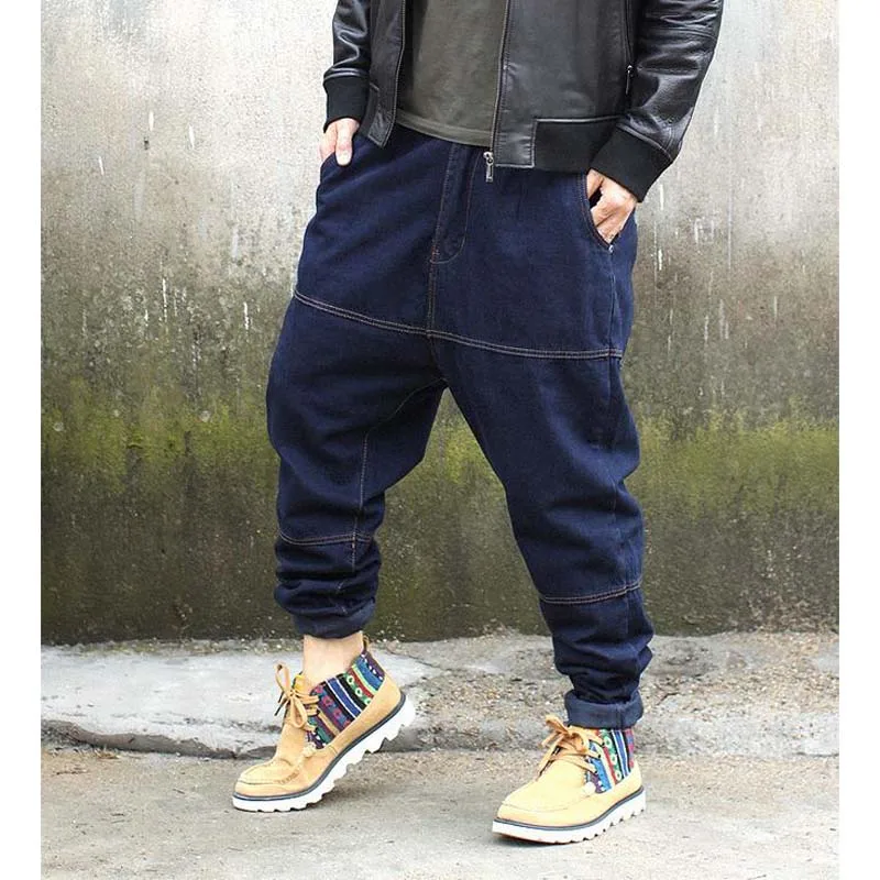 Новые мужские джинсы больших размеров осенние свободные шаровары с крестиком