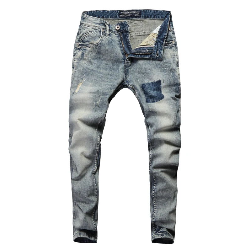 

Vintage Design Fashion Men Jeans Stretch Slim Fit Elastic Cotton Denim Pants High Quality Classical Jeans For Men Ripped Jeans