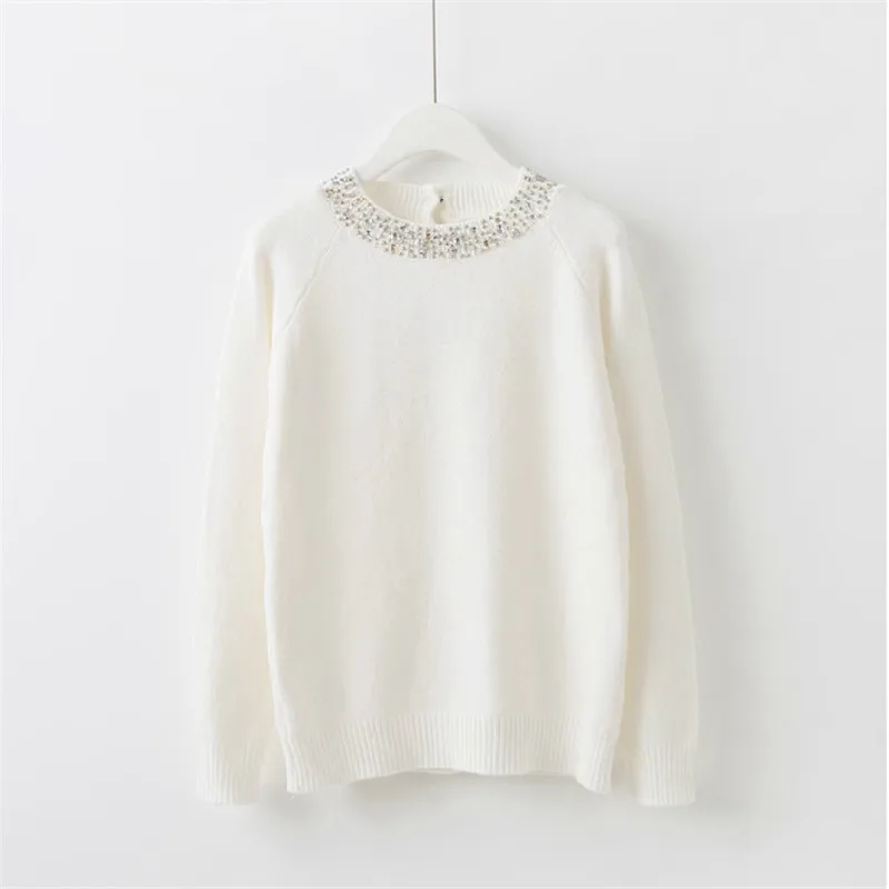 Женский вязаный свитер с длинным рукавом мягкий пуловер бисером весна-осень 2019 |