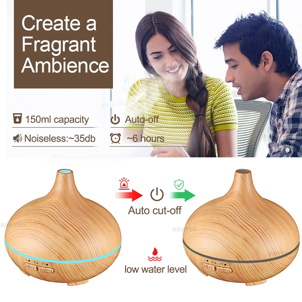150 мл Арома эфирное масло диффузор ультразвуковой увлажнитель воздуха с 4