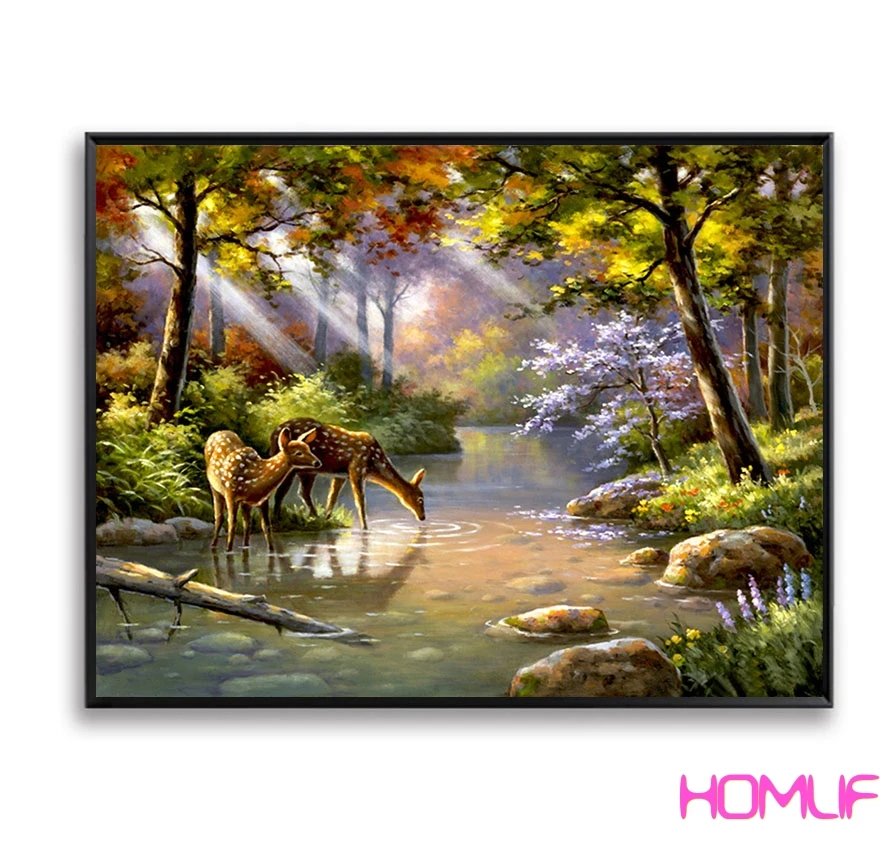 diamond mosaic Deer Forest Animal Home Decor painting cross stitch embroidery rhinestones pictures | Дом и сад