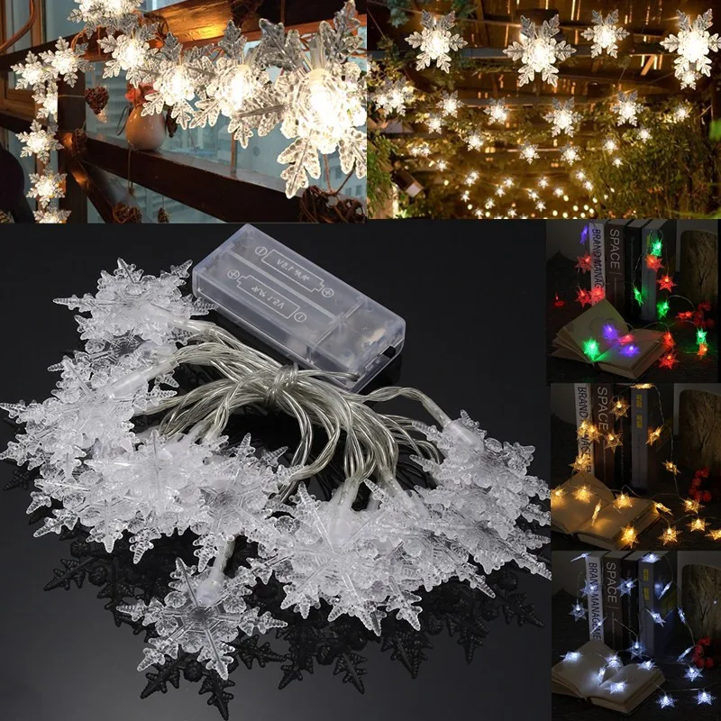 

Jiguoor Battery Powered 2.1M 20LED Snowflake Fairy String Curtain Window Holiday Light Wedding Party Christmas Decor