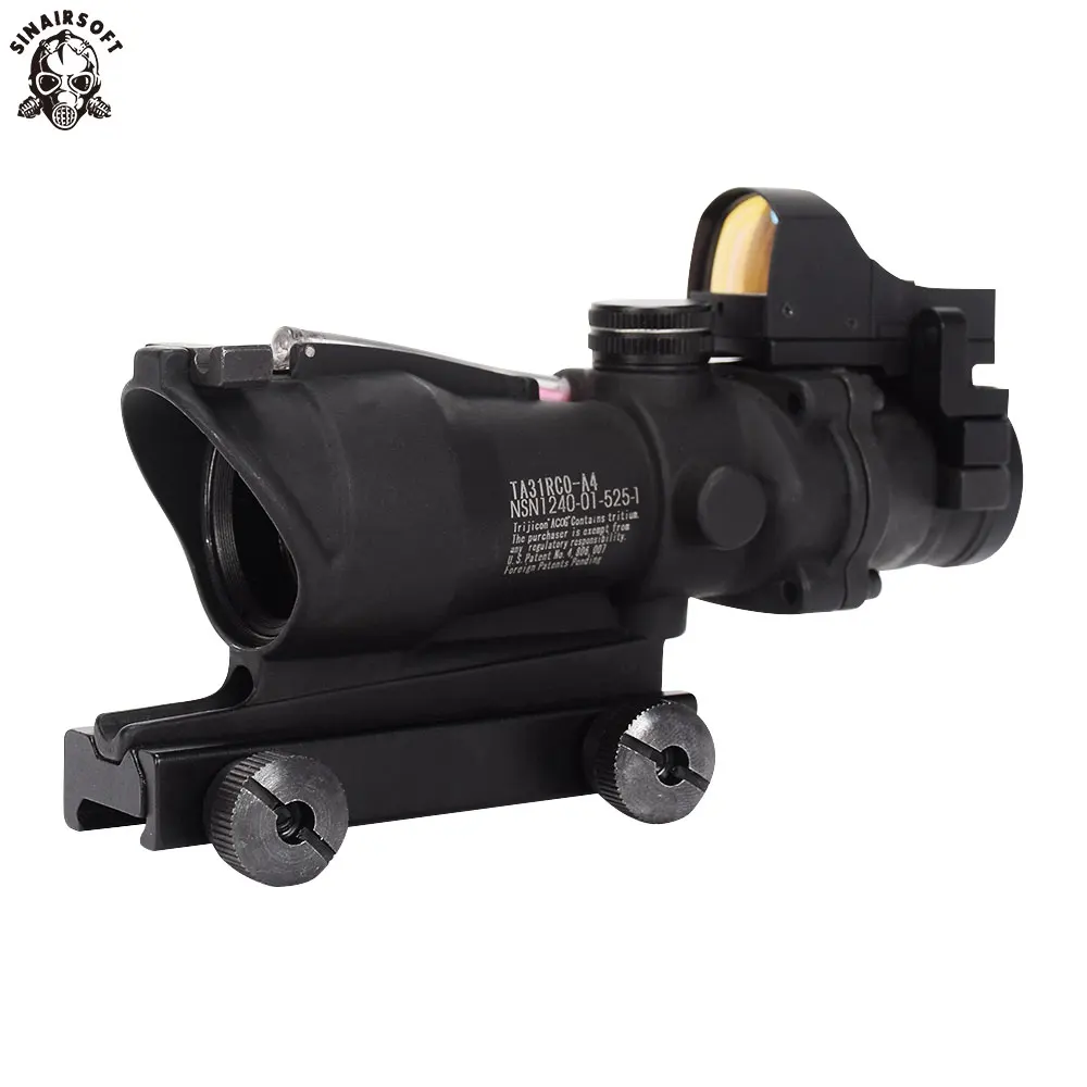 BK Новые тактические ACOG 4x32 оптический прицел Cahevron сетка волокно с Авто Яркость Мини Red Dot прицел охотничий оптический прицел - Цвет: BK
