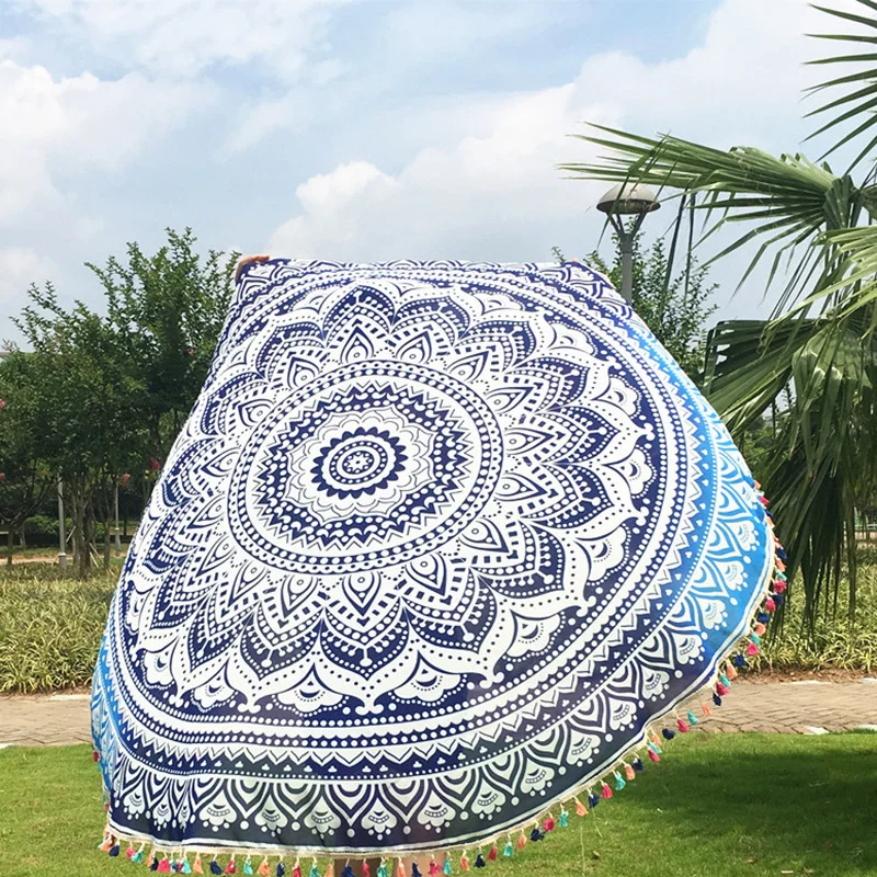 Круглый Мандала Гобелен Индийской Богемной Стене Висели Гобелены Boho Пляж