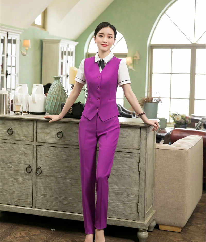 Деловые костюмы из 2 предметов топы и брюки деловой женский жилет офисные