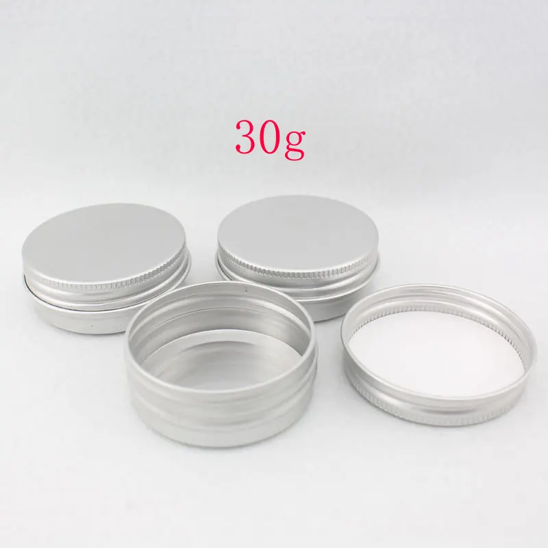 

50pcs 30g Mini Empty Aluminum Jars Refillable Cosmetic Bottle Ointment Cream Packaging Containers Screw Cap Rouge packaging