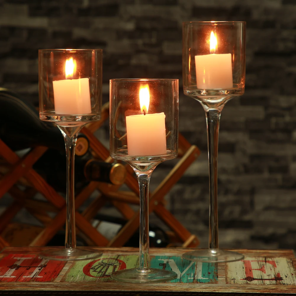 

3PCS Set Crystal Candle Holder Glass Candles Candleholder Wedding Ideas Romantic Home Bar Party Decoration Ornaments Candlestick