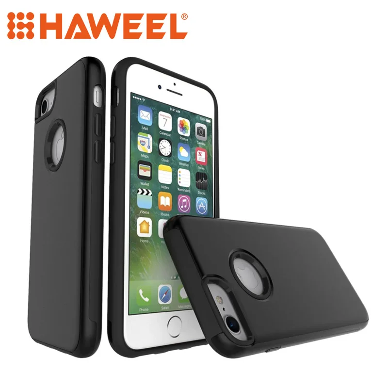

HAWEEL For iPhone 8 / 7 / 6 / 6S / XR / XS Max / XS / X Simple Brushed Texture 2 in 1 PC + TPU Combination Protective Case