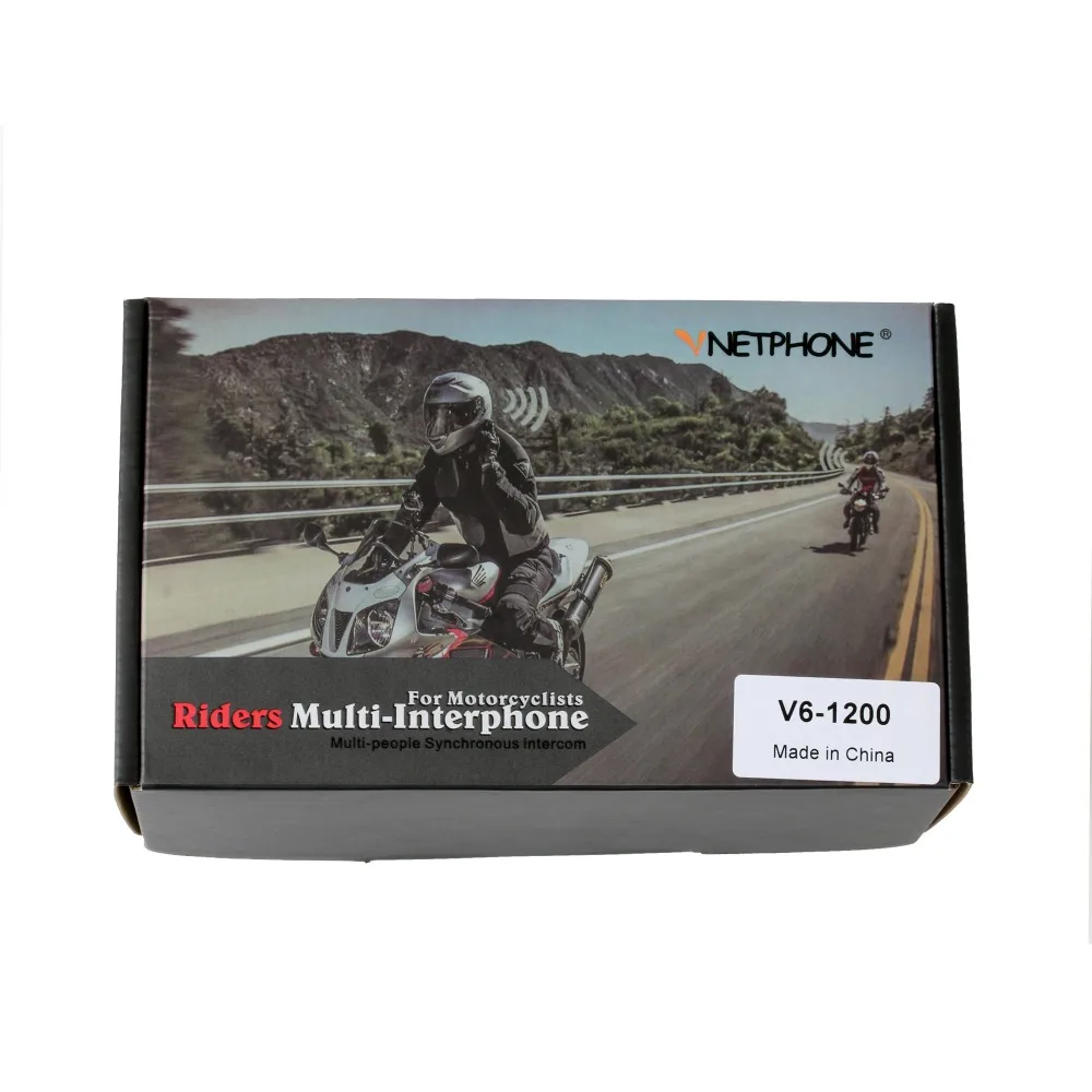 

Vnetphone V6 BT Interphone 1200M Motorcycle Bluetooth Helmet Intercom intercomunicador moto interfones headset for 6 Riders