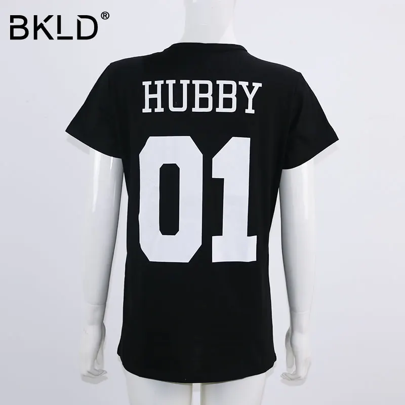 BKLD 2021 летняя модная футболка с надписью WIFEY HUBBY Женская хлопковая коротким