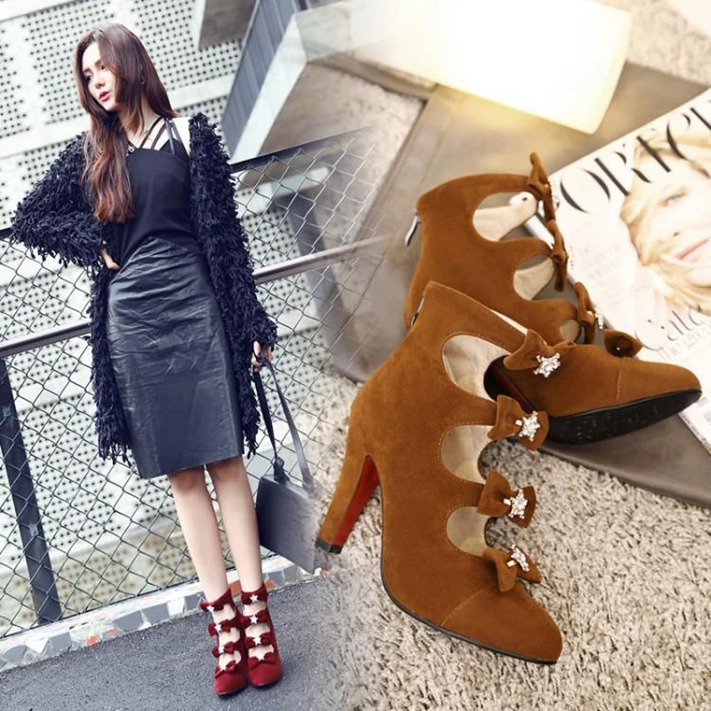 Женская обувь босоножки на очень высоком каблуке с бантом женская chaussures femme NC204 |