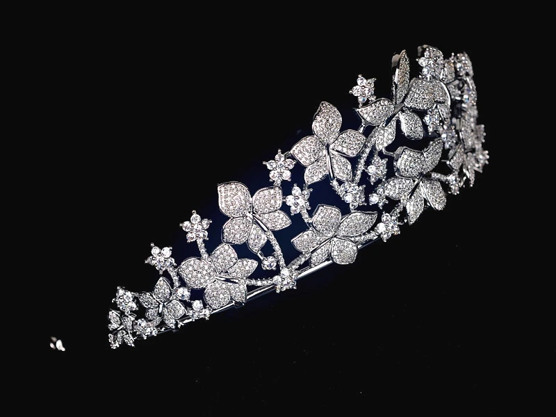 Be 8 Shiny Flower Shape AAA Cubic Zirconia Tiara and Crowns Wedding Hair Jewelry for Women&ampGirls Accessories H104 | Украшения и - Фото №1