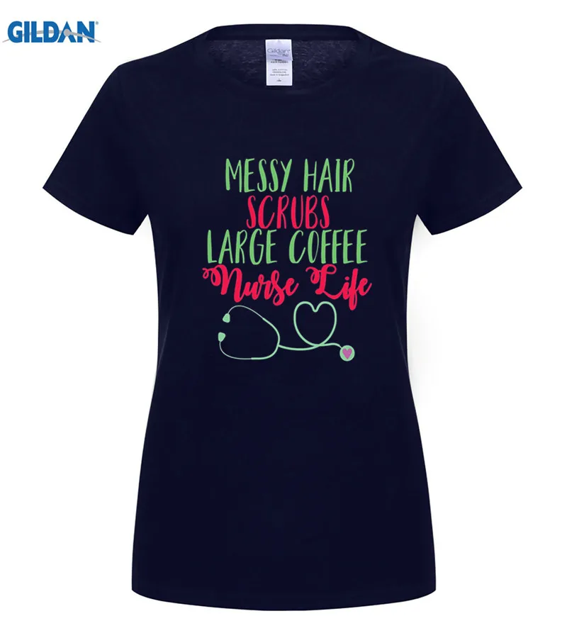 Funny Nurse Shirt Messy Hair Coffee Scrubs Life LPN RN Gift men's T-shirt Vintage Crew Neck Tees Cotton Tops T | Мужская одежда