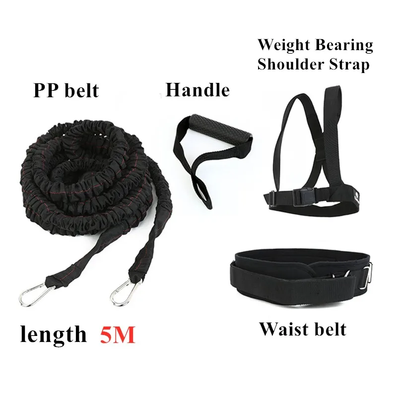 1 Set-5m Rope Эспандер банджи латексный ускоритель скорость шнур Тренировочный Набор для фитнеса Растяжка бег Спринт тренировка повышение ловкости - Color: 1 Set-5m Rope