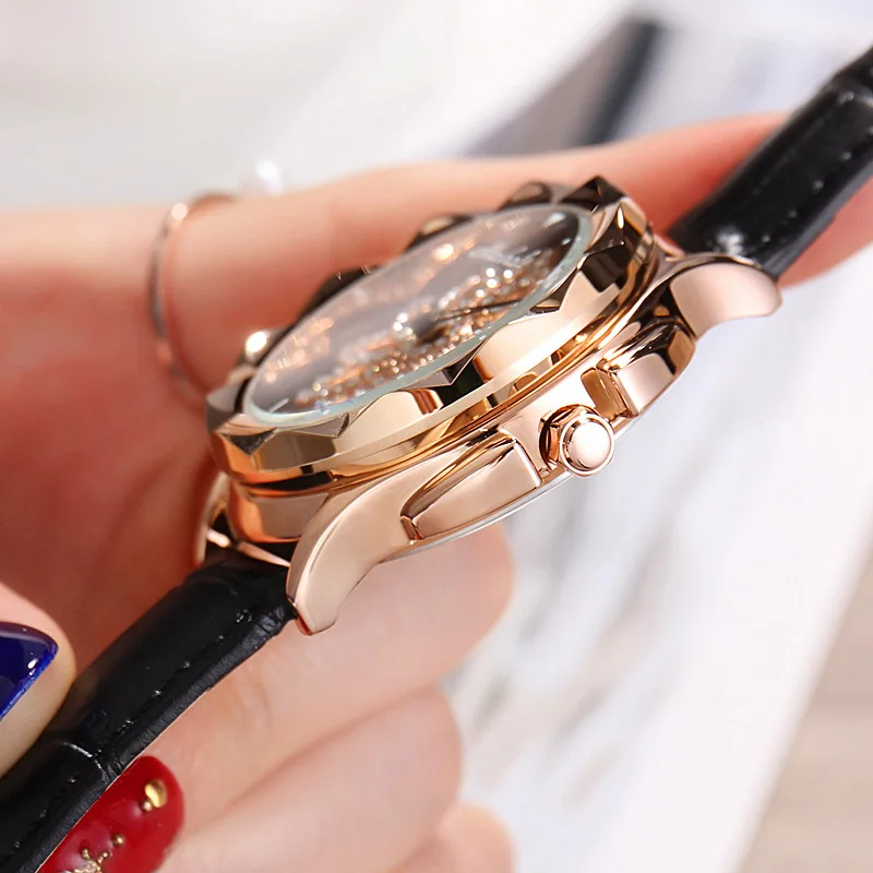 Роскошные брендовые золотые часы для женщин Звездное платье со