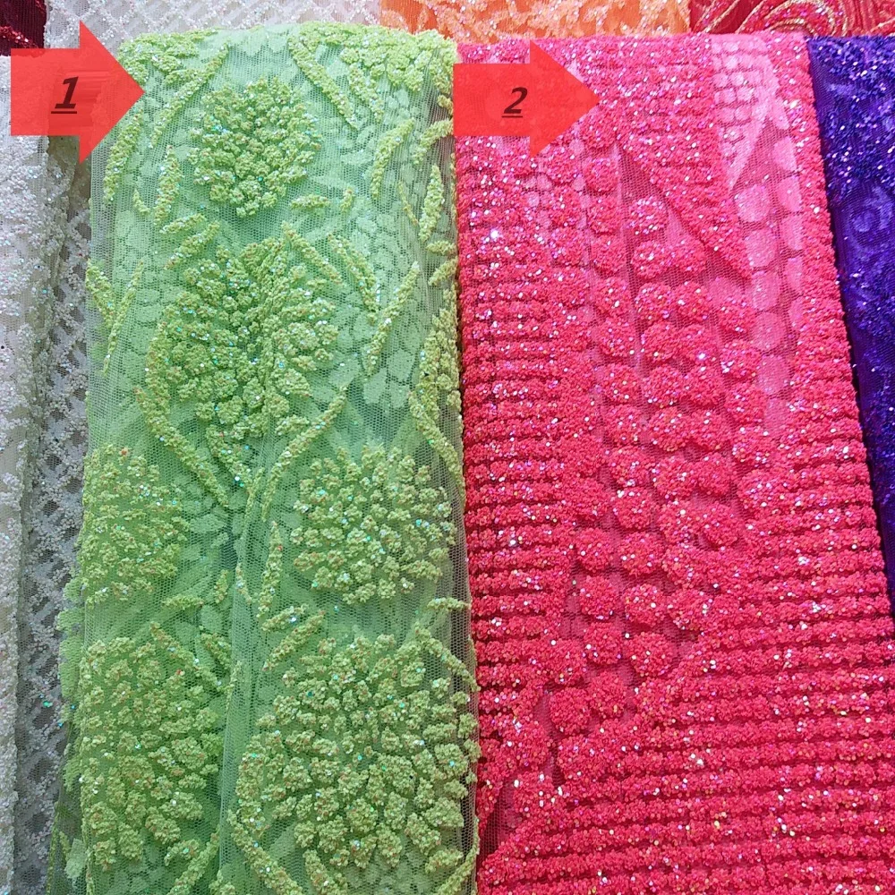 2017 Свадебные африканские Кружево Ткань с Красная слива блестками высокого