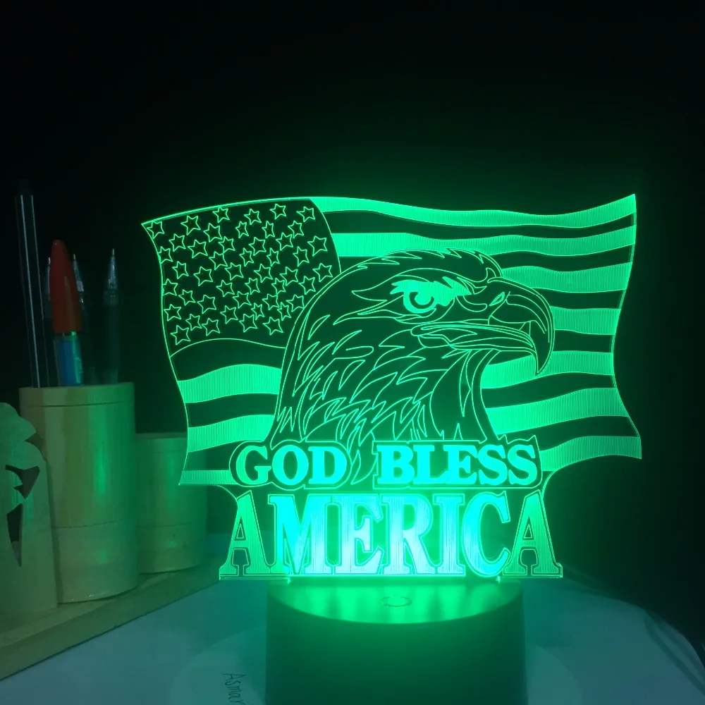 Американский флаг 3D настольная лампа Новинка Детские постели декора дети