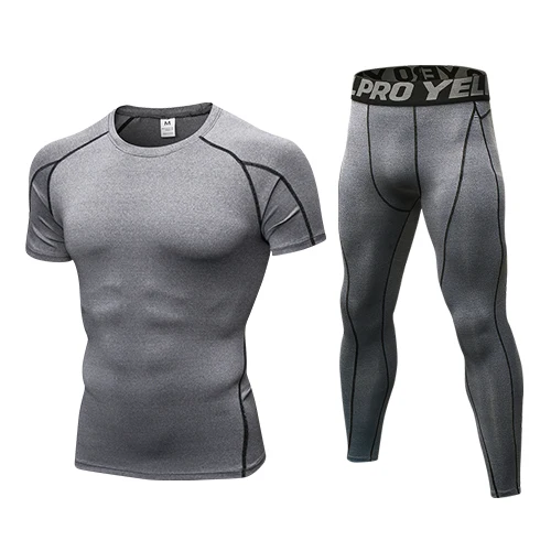 Style 16 2 шт мужской компрессионный спортивный костюм для бега плотный Мужской Быстросохнущий Спортзал Фитнес Бег комплекты колготок мужские тренировочные спортивные костюмы - Цвет: Style 16