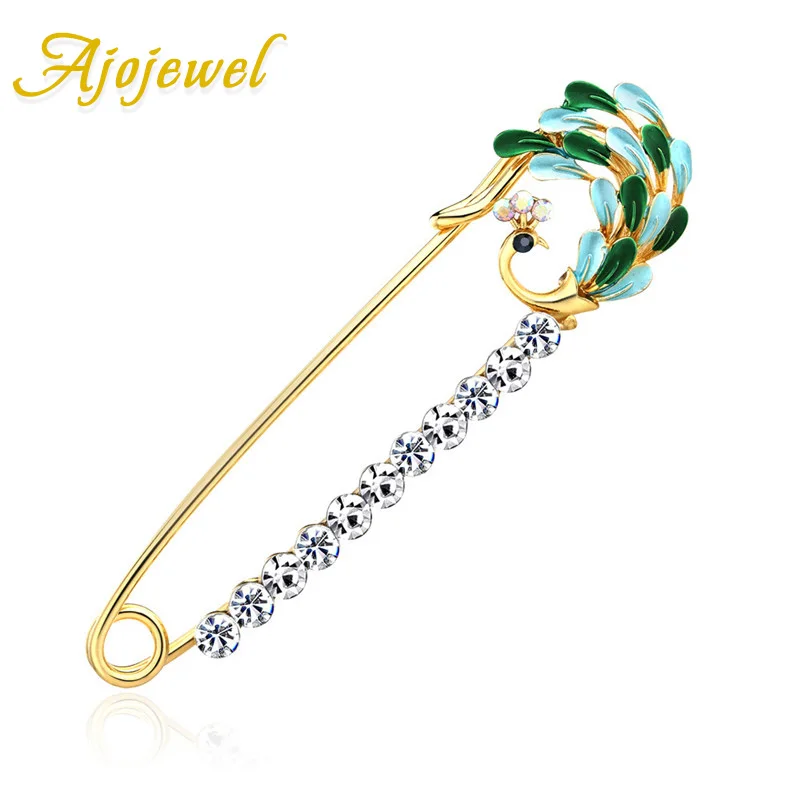 

Ajojewel Enamel Peacock Big Pin Brooch Animal Design Rhinestone Brooches For Women Girls Fashion Jewelry Gift Supplies