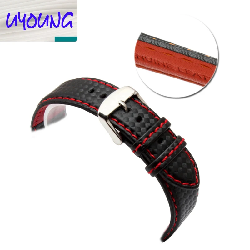universal fit  18mm 20mm 22mm 24mm  Carbon Fiber Leather Watch Band sport watch strap for man and woman drop shipping best gift