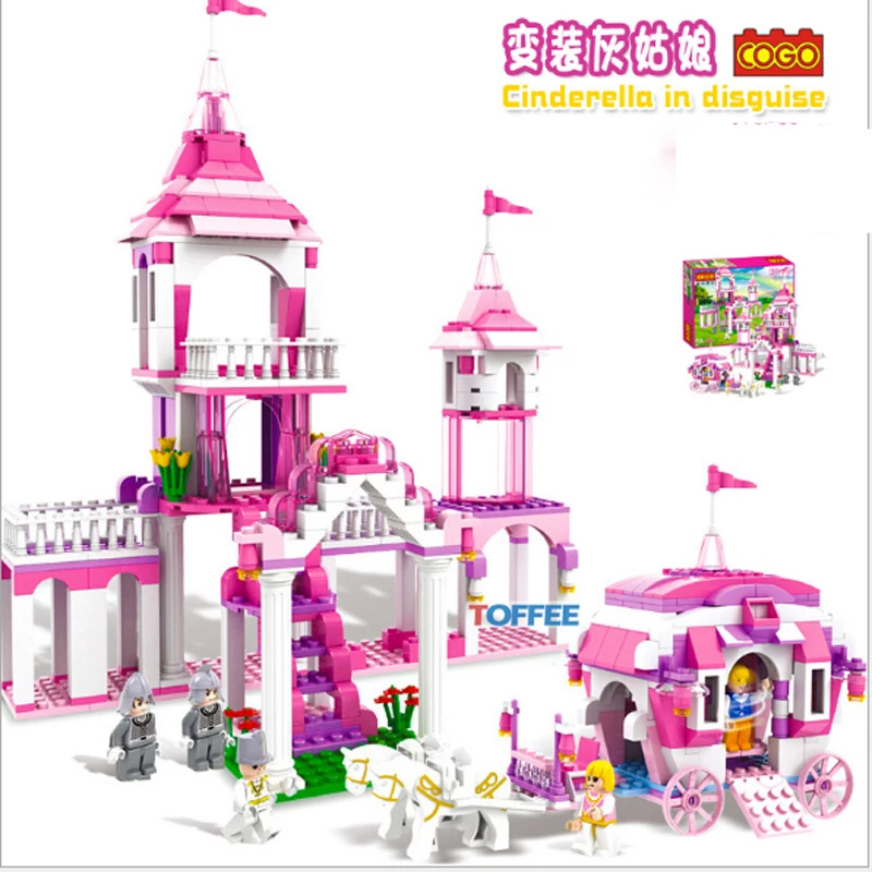 Cogo Принцесса замок игрушка принцесса розовый строительные блоки девушка