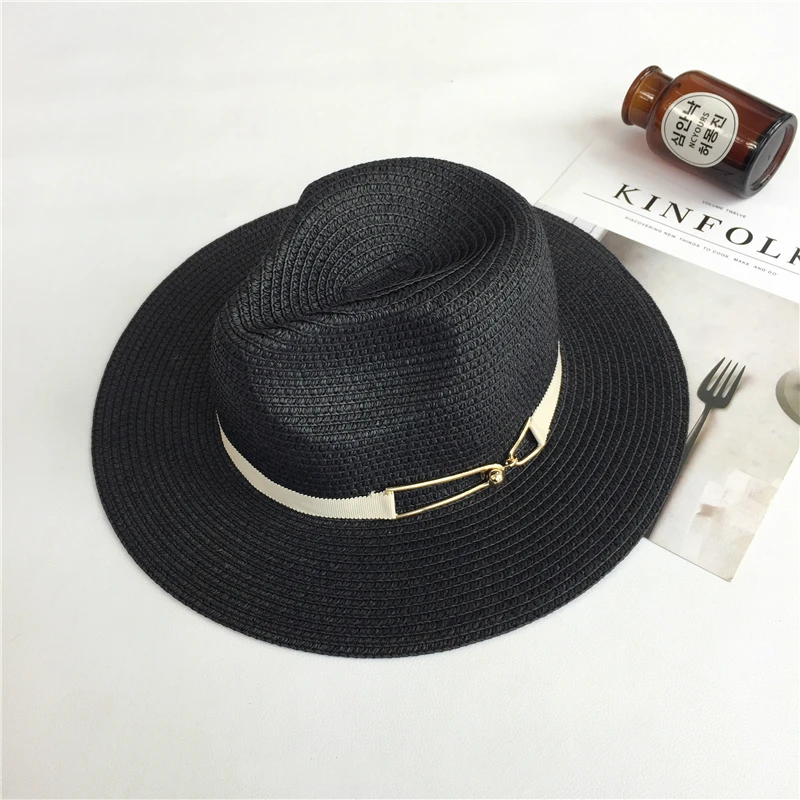 

HSS Brand Summer ladies travel leisure straw hat Alloy ribbon jazz cap Fashion new girl sun hat