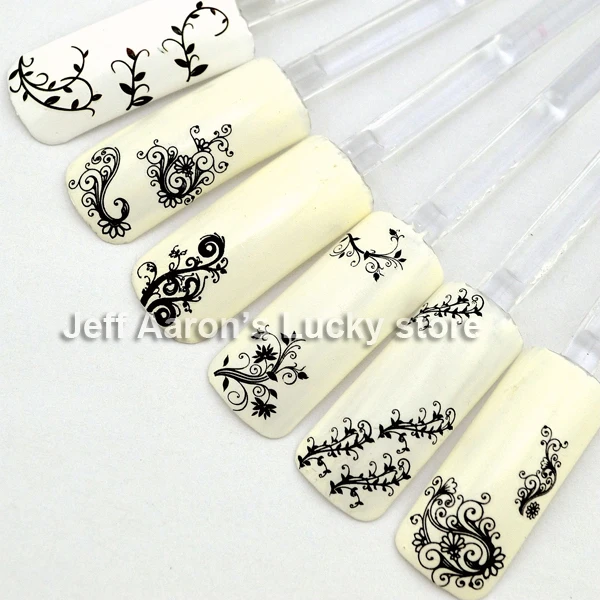 6 шт./лот переводные наклейки для ногтей дизайна украшения инструмент черный