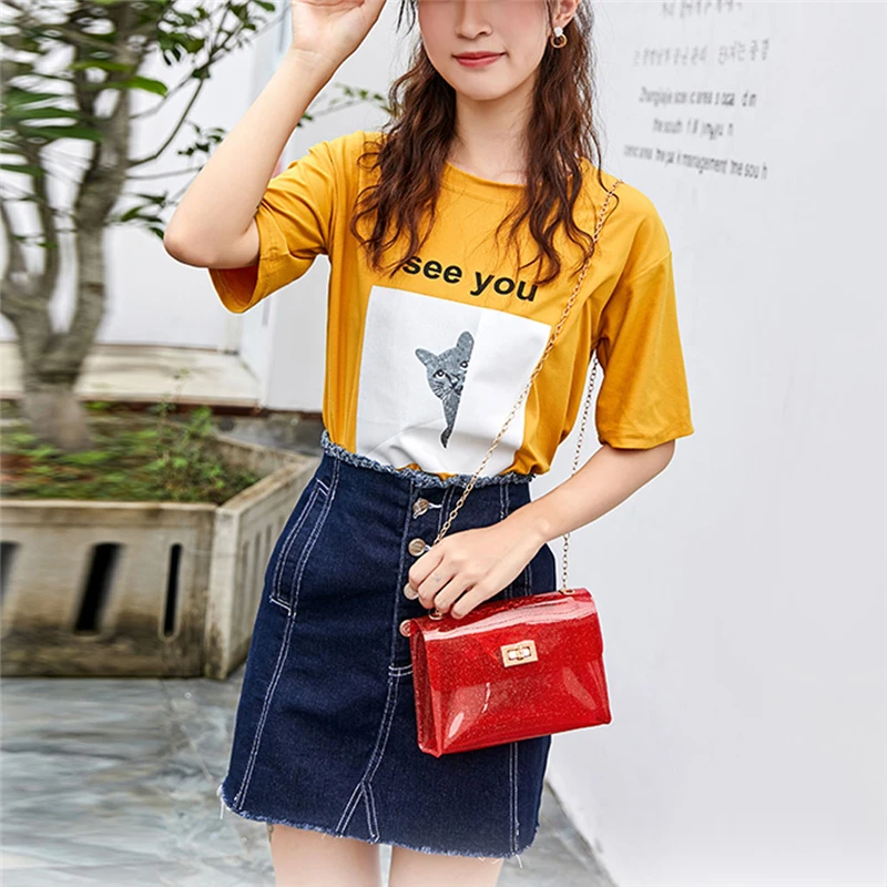 Женская прозрачная сумка из ПВХ с алфавитом сумка-тоут через плечо Сумочка