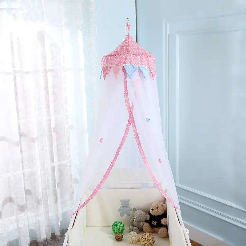 Дизайнерская синяя розовая сетчатая палатка для детской кроватки с замком