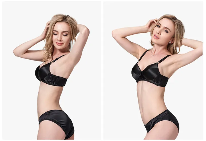 Женский шелк тутового шелкопряда пикантный бесшовный бюстгальтер с двойными