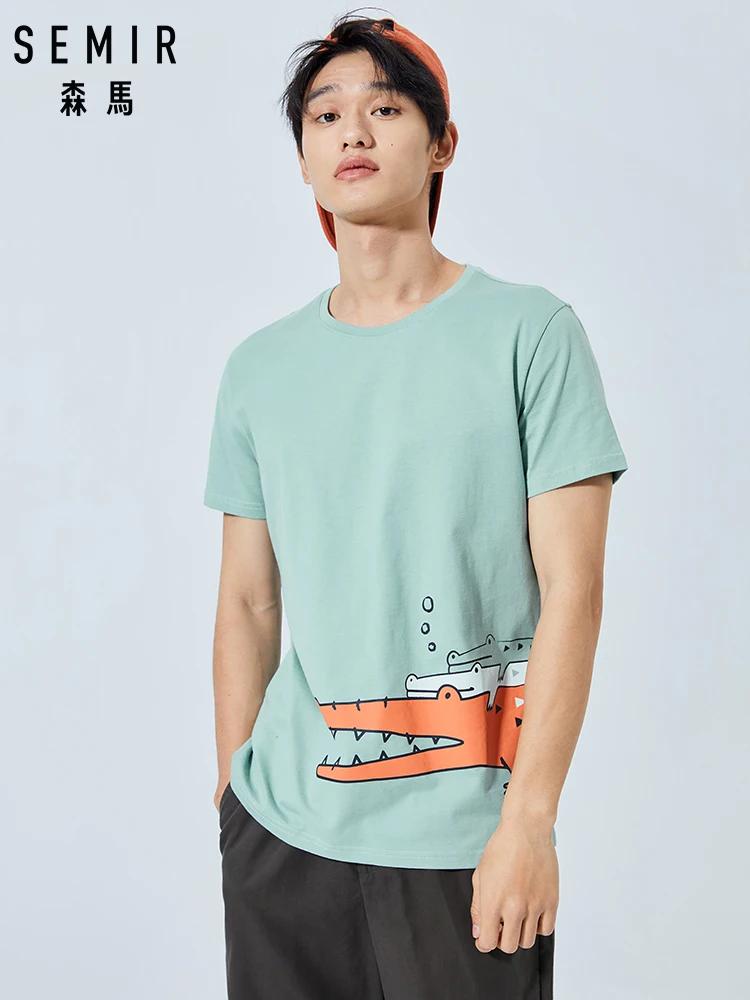 SEMIR Повседневная модная летняя крутая Мужская футболка свободная уличный стиль