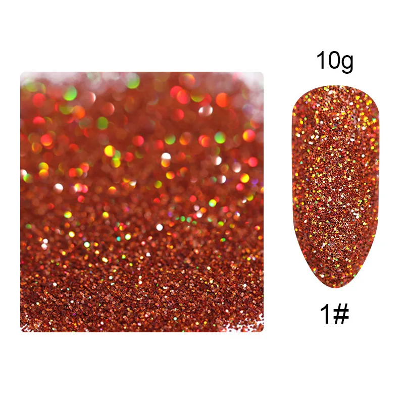 10g-color001 10 г/пакет голографическая Лазерная пудра для ногтей Блеск для дизайна ногтей 5 г мерцающий хромированный пигмент для ногтей пыль DIY дизайн для дизайна ногтей для гель-лака - Цвет: 10g-color001
