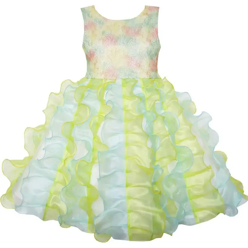

Flower Girl Dress Pleated Tulle Princess Party Wedding Pageant 2020 Summer Dresses Girl Clothes Size 7-14 Sundress Carnival
