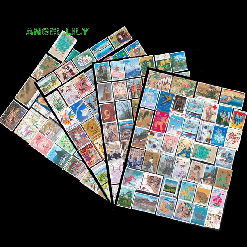 50 шт./лот все различные японские б/у большой размер почтовые марки с бумагой
