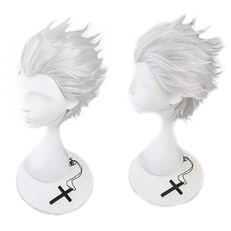 Шапка+ эмия широу Fate stay night лохматый слоистый короткий прямой белый блонд Синтетический Косплей парик