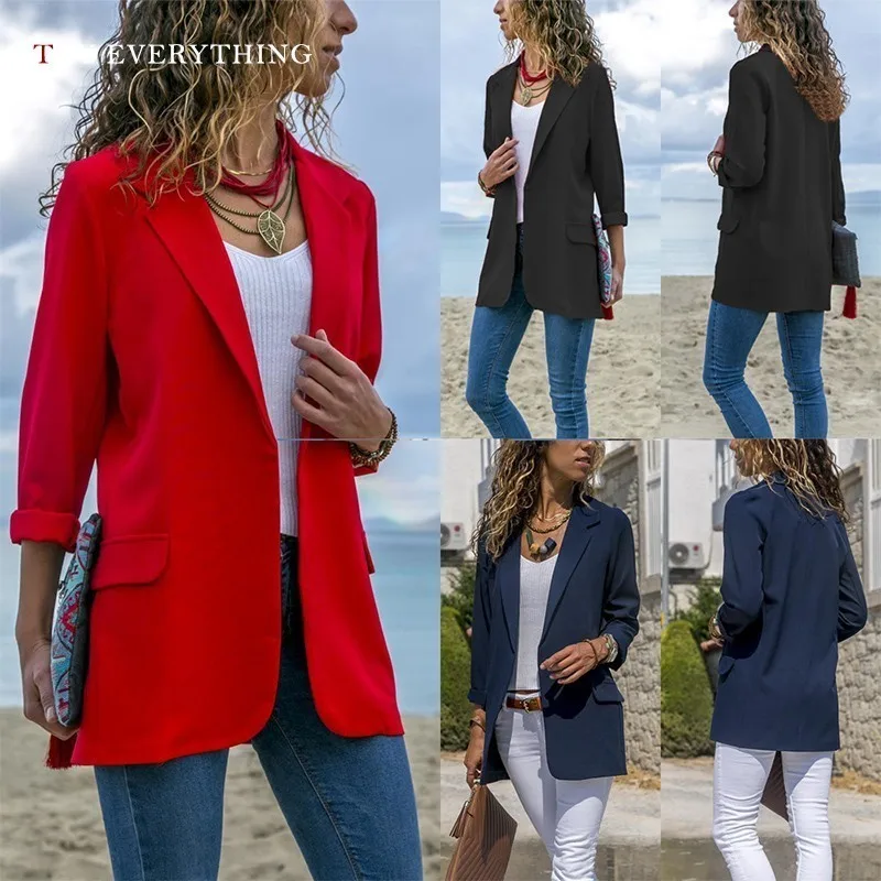 Red Blazers Womens Long Sleeve Casual Blazer Women Black Female American Woman 2019 Autumn Женская одежда