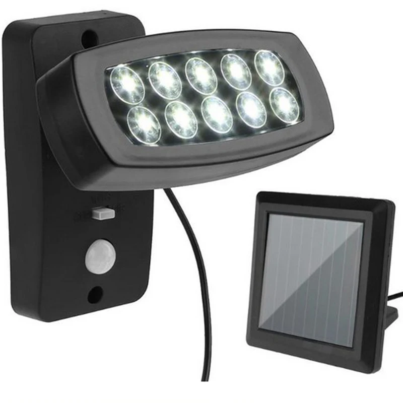 Лампа на солнечной батарее с датчиком движения 10 LED Водонепроницаемый аварийный