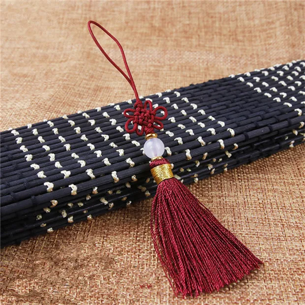 Wine red Tassels 5 шт. китайские узлы с бахромой и с бусинами, кулон, сделай сам, материал для рукоделия, вечерние украшения для штор с кисточками, аксессуары для декора, лента с кисточками - Цвет: Wine red Tassels