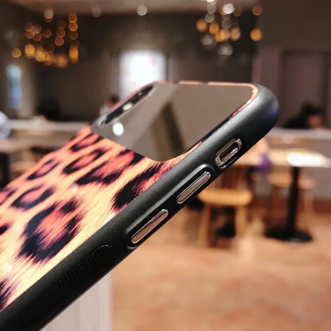 Роскошный зеркальный чехол с леопардовым принтом для телефона iphone X XR XS Max 6 6s 7 8 Plus