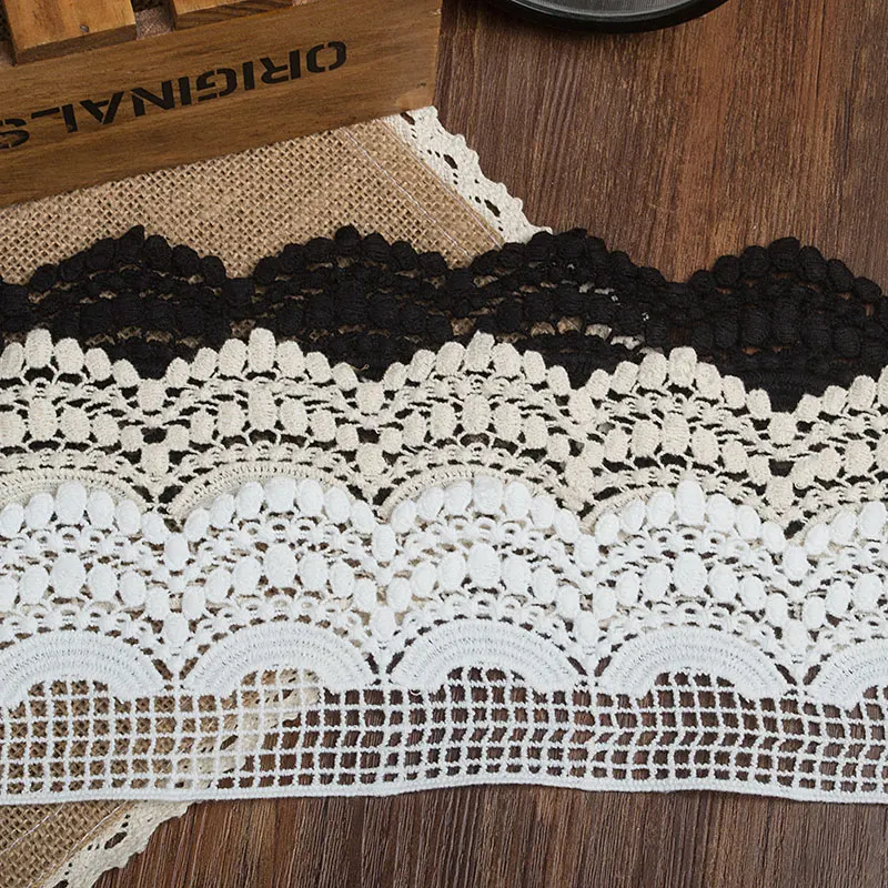 

Хлопковые занавески для одежды с кружевной отделкой, белого/бежевого/черного цвета, кружевные аксессуары, ширина 8 см, 5 ярдов/партия