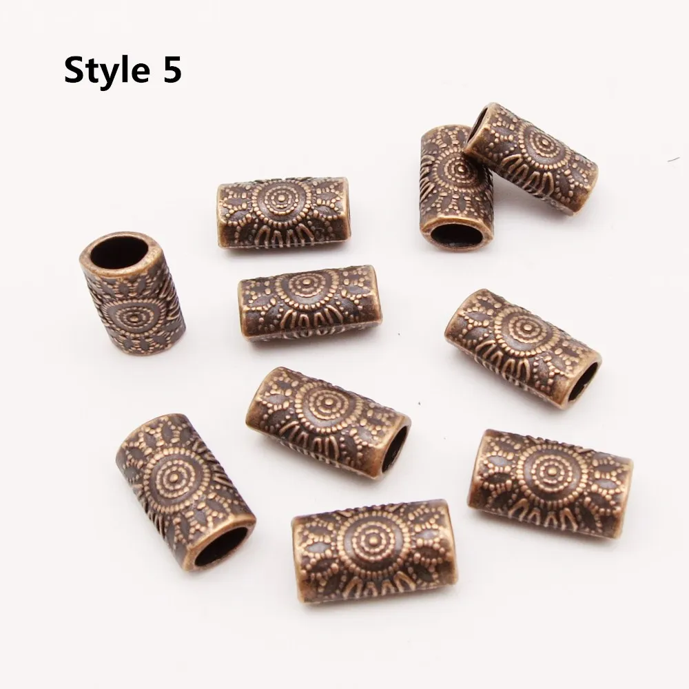 10pcs Style 5 10 шт./упак. красный Медь отличаются друг от друга 8 видов стилей, подвязанные лентой, с объемной волной, дредлоки, для увеличения объема, бусины кольца трубки Головные уборы украшения для Для мужчин Для женщин - Цвет: 10pcs Style 5