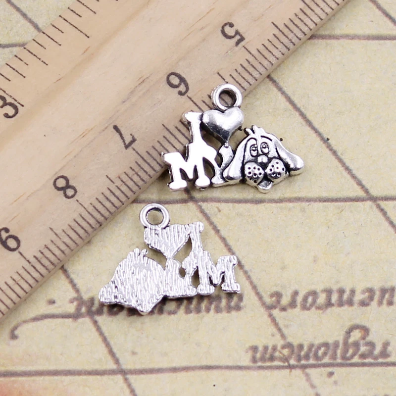 20 шт амулеты I Love My Dog 17x14 мм тибетские серебряные цветные Подвески античные